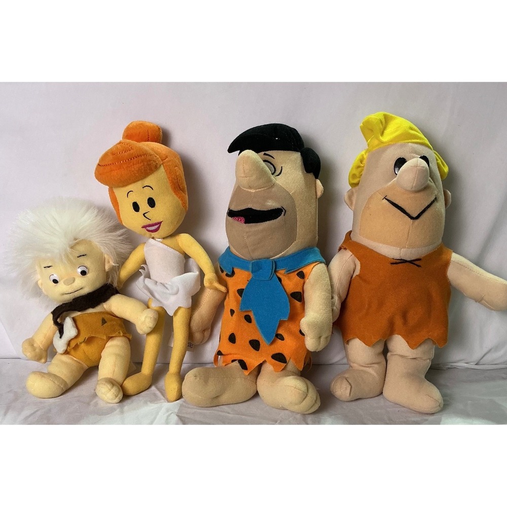 Vintage Flintstones Plush Doll Lot Fred Barney Wilma Bamm-Bamm Hanna Barbera
